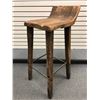 Image 1 : Rustic wooden w/ black wrought iron stretchers 30in high bar stool from movie set