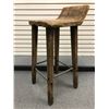 Image 1 : Rustic wooden w/ black wrought iron stretchers 30in high bar stool from movie set