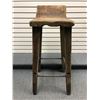Image 2 : Rustic wooden w/ black wrought iron stretchers 30in high bar stool from movie set