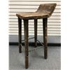 Image 1 : Rustic wooden w/ black wrought iron stretchers 30in high bar stool from movie set