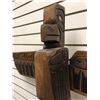 Image 1 : 5ft West Coast First Nations carved cedar totem "Eagle/ Raven/ Killer Whale" w/ copper & abalone acc