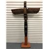 Image 2 : 5ft West Coast First Nations carved cedar totem "Eagle/ Raven/ Killer Whale" w/ copper & abalone acc