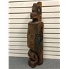 Image 1 : Approx. 3ft West Coast First Nations carved cedar totem "Eagle/ Killer Whale/ Raven" w/ copper & aba
