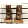 Image 1 : Pair of 8 1/2in First Nations cedar carved bookends signed by Steve August Musqueam