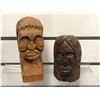 Image 1 : Two small First Nations wood carvings - signed Roy August Musqueam 4in head and unsigned 6in head
