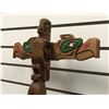 Image 1 : West Coast First Nations cedar carved talking stick "Eagle/ Raven/ Killer Whale" w/ abalone eyes sig