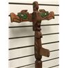 Image 3 : West Coast First Nations cedar carved talking stick "Eagle/ Raven/ Killer Whale" w/ abalone eyes sig