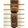 Image 4 : West Coast First Nations carved wooden talking stick "Eagle/ Bear/ Raven" w/ copper & abalone accent
