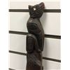 Image 1 : West Coast First Nations carved wooden talking stick "Wolf" w/ abalone eyes Telqua 1997 - 52 1/2in