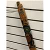 Image 1 : West Coast First Nations carved yellow cedar talking stick "Eagle & Raven" w/ copper & abalone accen