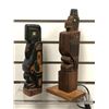 Image 1 : West Coast First Nations 9in carved "Raven" totem w/ abalone eye by Telqua & 11in carved "Eagle" tot