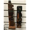 Image 4 : West Coast First Nations 9in carved "Raven" totem w/ abalone eye by Telqua & 11in carved "Eagle" tot