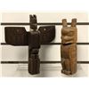 Image 1 : Two small West Coast First Nations wood-carved totems - 8in & 7 1/2in