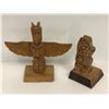 Image 1 : Pair of West Coast First Nations small wood carved totems - 6 1/2in signed Chief Seagull & 5in unsig