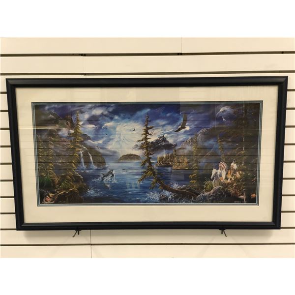 Framed limited edition signed & numbered print #280/600 "First Nations Scene" by artist Razmpoosh 19