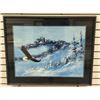 Image 1 : Framed original watercolor painting "Bald Eagle/ Mountain Peak" by Razmpoosh 1996 - approx. 36in x 2