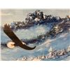 Image 2 : Framed original watercolor painting "Bald Eagle/ Mountain Peak" by Razmpoosh 1996 - approx. 36in x 2