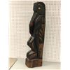 Image 1 : 3 1/2ft tall West Coast First Nations carved cedar totem "Raven & Man" w/ copper & abalone accents