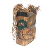 Image 1 : 12in West Coast First Nations carved wooden "Eagle" mask w/ copper eyes & cedar bark hair signed Tel