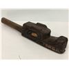 Image 3 : West Coast First Nations carved wooden 16 1/2in "Wolf" rattle w/ copper eyes signed F M 1997