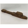 Image 1 : West Coast First Nations carved cedar 16 1/2in "Raven & Salmon" rattle w/ abalone eyes