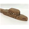 Image 2 : West Coast First Nations carved cedar 16 1/2in "Raven & Salmon" rattle w/ abalone eyes