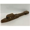 Image 3 : West Coast First Nations carved cedar 16 1/2in "Raven & Salmon" rattle w/ abalone eyes