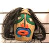 Image 1 : 7 1/2in West Coast First Nations carved cedar face mask w authentic looking hair & abalone eyes (uns