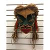 Image 1 : 11 1/2in West Coast First Nations carved wooden "Warrior" mask w/ cedar bark hair & feathers signed