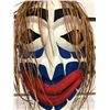 Image 2 : 11in West Coast First Nations carved wooden face mask w/ cedar bark hair & copper eyes signed Lagher