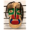 Image 1 : 10 1/2in West Coast First Nations carved yellow cedar face mask w/ copper eyes/ authentic looking ha