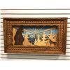 Image 1 : Custom crafted wooden 3 dimensional forest scene bear & wolf wall hanging from movie set - 41 1/2in