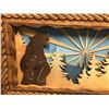 Image 2 : Custom crafted wooden 3 dimensional forest scene bear & wolf wall hanging from movie set - 41 1/2in