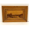 Image 1 : Handcrafted inlaid wood/woodwork art wall hanging from movie set - 27 3/4in x 17 3/4in