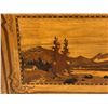 Image 2 : Handcrafted inlaid wood/woodwork art wall hanging from movie set - 27 3/4in x 17 3/4in