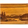 Image 3 : Handcrafted inlaid wood/woodwork art wall hanging from movie set - 27 3/4in x 17 3/4in