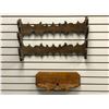 Image 1 : Solid wood crafted wall mount fishing rod display/holder & small wooden carved wall mount shelf from