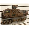 Image 2 : Group of 3 West Coast First Nations carved wooden plaques w/ abalone accents - 18 3/4in/ 17 1/2in/ 1