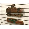Image 4 : Group of 3 West Coast First Nations carved wooden plaques w/ abalone accents - 18 3/4in/ 17 1/2in/ 1