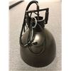 Image 1 : Large black metal hanging pendant lamp from movie set - 18in tall x 15in diameter