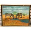 Image 1 : Framed original watercolor painting "Zebras" signed by artist Terry Watkis - 25 3/4in x 19 1/2in