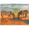 Image 2 : Framed original watercolor painting "Zebras" signed by artist Terry Watkis - 25 3/4in x 19 1/2in
