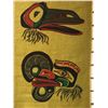 Image 2 : West Coast First Nations art print on burlap wall hanging - 35in x 18in