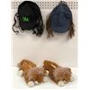 Image 1 : Pair of bunny slippers & 2 ball caps w/ authentic looking hair attached
