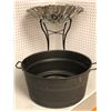Image 1 : Large metal planter & 2 pc metal bowl & stand set