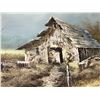 Image 2 : Original oil on canvas painting "Dilapidated Barn Scene" signed by artist Dubois - 24in x 36in