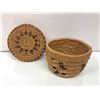 Image 2 : West Coast First Nations woven cedar bark "Salish" lidded basket - 4in diameter x 2 1/2in tall