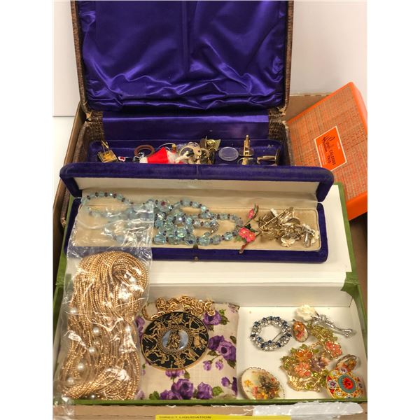 Vintage costume jewelry & misc. items - brooches/ necklaces/ pins/ old coins etc.