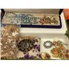 Image 2 : Vintage costume jewelry & misc. items - brooches/ necklaces/ pins/ old coins etc.