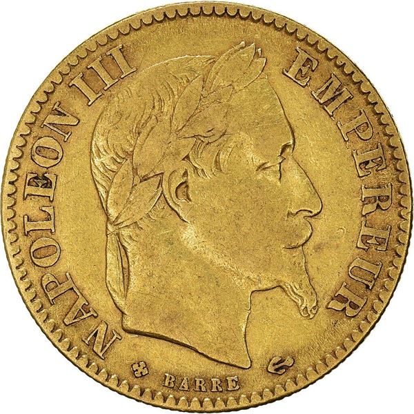 1864 napoleon III 10 francs france gold coin